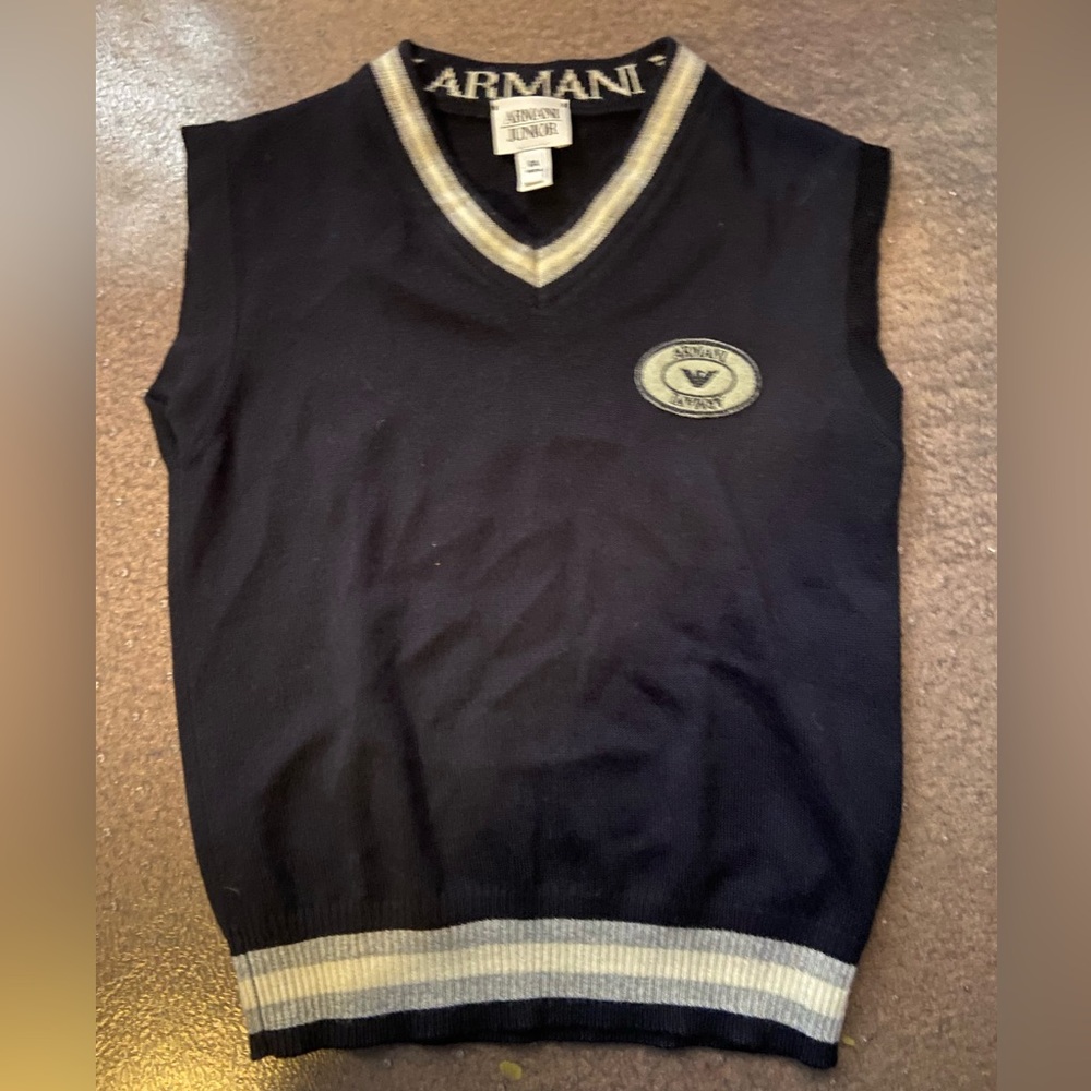Armani Junior Size 6A 60% virgin wool 40% acrylic Boys Sweater Vest